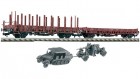 525603 Fleischmann Set of 2 Flat cars "Stuttgart" loaded with military vehicles of German Wehrmacht